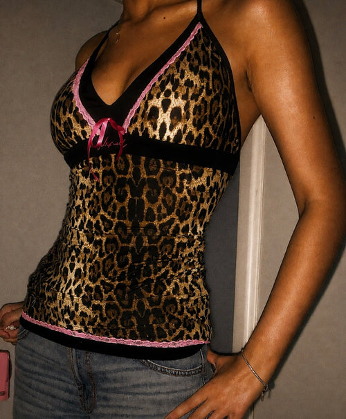 The "Heartbreaker" - Leopard Print Vintage Halter Top